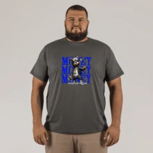 Large Printed T-Shirt Plus Size 30.1 Combed Printed Cotton Bear Doll Money - Màu xám đen - Xem 1