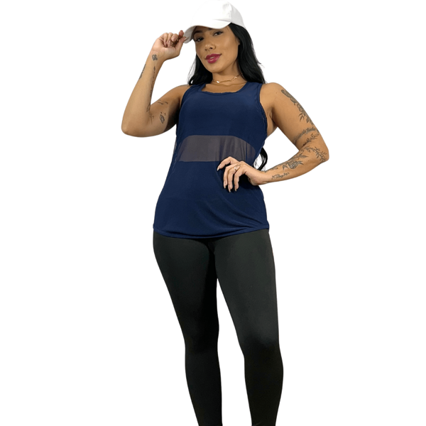 KIT C/ 5 Regatas de tule Feminino Fitness Academia