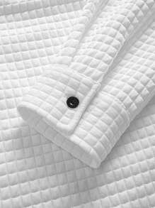 男士秋季字母图案长袖休闲时尚纹理夹克 - 白色 - 查看 5