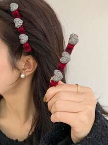 topshiny 1pc Crystal Flocked Alligator Clip, New Design Hair Clip For Elegant Women And Girls, Suitable For Daily Wear Claw Clips Hair Claws Hair Barrettes, School Stuff, Hair Accessories