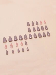 Bộ 30 miếng ép móng tay hình giọt nước ngắn, móng tay giả đơn giản với màu sắc ấm áp của mùa thu và mùa đông, thích hợp cho các buổi mua sắm, tiệc tùng, lễ hội và các địa điểm sự kiện khác - Nhiều màu - Xem 2