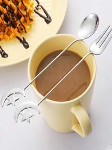 304 Stainless Steel Star & Moon Shaped Spoon & Fork Set, Coffee Spoon, Dessert Cutlery Gift, Coffee & Cake Spoon/Fork, Honey Stirring Spoon, Gift Tableware,School Supplies