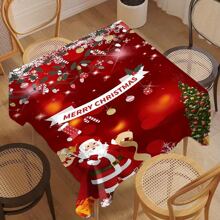 1 pièce Nappe de Noël Merry - Parfaite pour les fêtes et les repas de fin d'année, fabriquée en polyester durable, résistante aux taches et aux éclaboussures, design élégant avec le Père Noël, idéale pour les célébrations festives - Multicolore - Voir 12