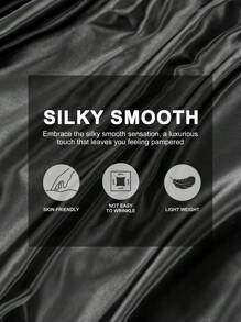 1件缎面床笠，床上用品，床垫罩，纯色床罩，时尚丝滑平纹床罩，带防尘褶边，适用于卧室家居纺织品，高品质深口袋丝绸，光滑丝滑，完美适配单人床、双人床、大号床、特大号床，适用于卧室、酒店，可机洗 - 黑色 - 查看 6