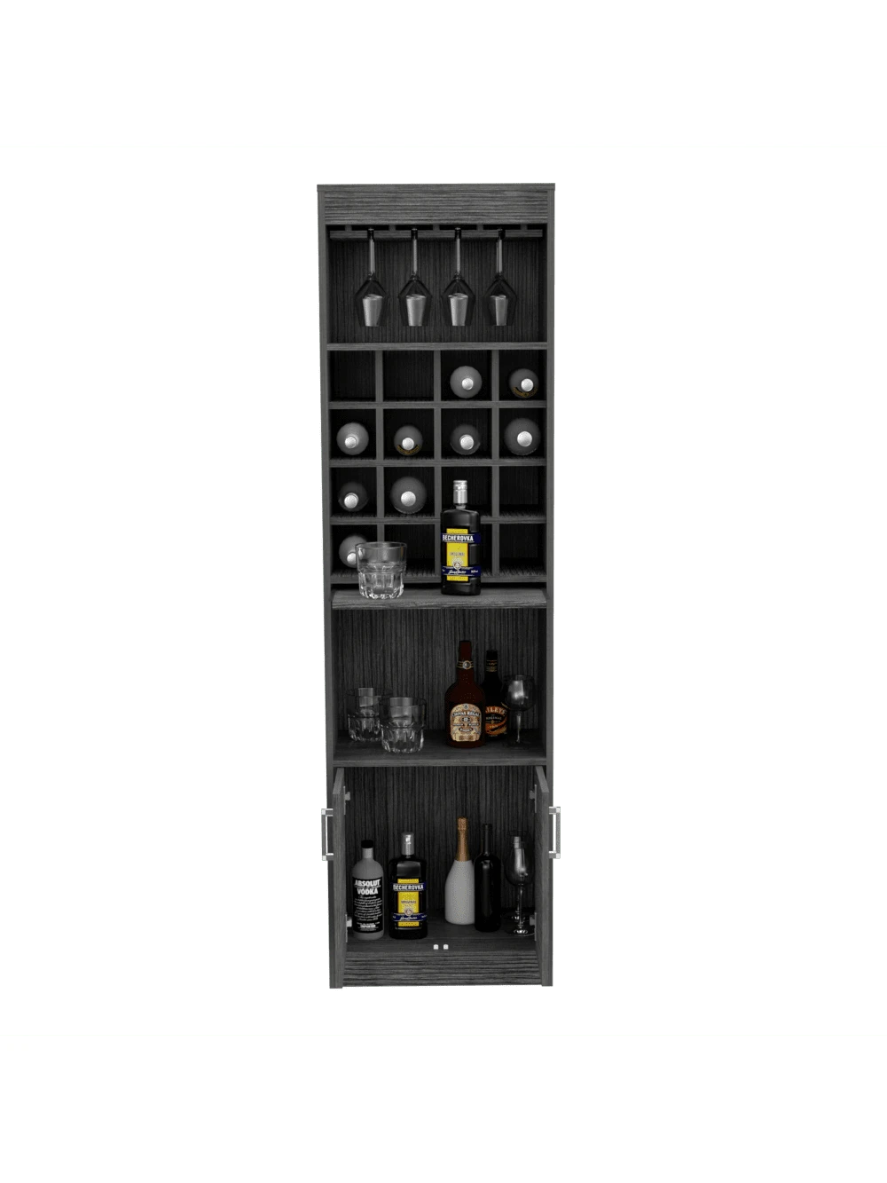 Kava Bar Concealable Serving Tray, Sixteen BuiltIn Wine Rack