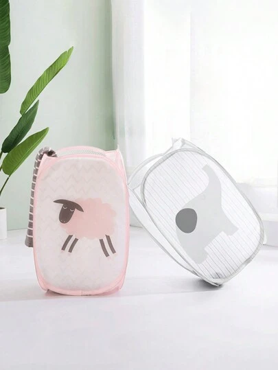 1 件可折叠卡通风格大容量脏衣服洗衣篮，家庭收纳篮裙子裤子鞋子牛仔裤靴子裙子洗衣篮，洗衣篮，浴室收纳篮，篮子，收纳篮，可折叠洗衣篮