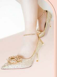 1 Pair High Heel Non-Slip Shoelaces, Rhinestone Elastic Band Anti-Slip Chain, Adjustable Shoelaces, Ankle Fixing Elastic Shoe Laces Accessories - Multicolor - View 8