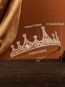Vương miện pha lê cô dâu sang trọng phong cách Baroque Retro Vương miện công chúa Nữ hoàng Trang phục dạ hội Vương miện mạng che mặt bằng đá Rhinestone Phụ kiện tóc cưới - Nhiều màu - Xem 4