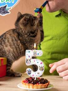 Decorazioni a forma di candele per torta di compleanno, tema animale numeri 0-9, per feste di compleanno e anniversari - Multicolore - Visualizzare 2