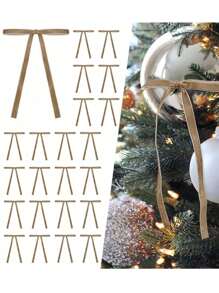 12/24 Pcs Velvet Christmas Bows For Christmas Tree Rustic Crafts Gift Bows Vintage Velvet Ribbon Bows For Xmas Home Outdoor Indoor Valentines