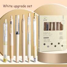 Conjunto de 5 bolígrafos retráctiles de diseño sencillo de secado rápido, 0,5 mm, escritura suave, tinta negra - Multicolor - Ver 6