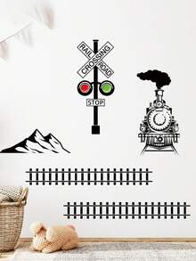 1 miếng dán tường hình tàu hỏa hơi nước tự dính, trang trí phòng khách, phòng ngủ và nền nhà - Nhiều màu - Xem 5