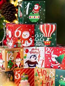 24 scatole regalo di Natale, calendario dell Avvento, con 24 numeri, scatole regalo di Natale