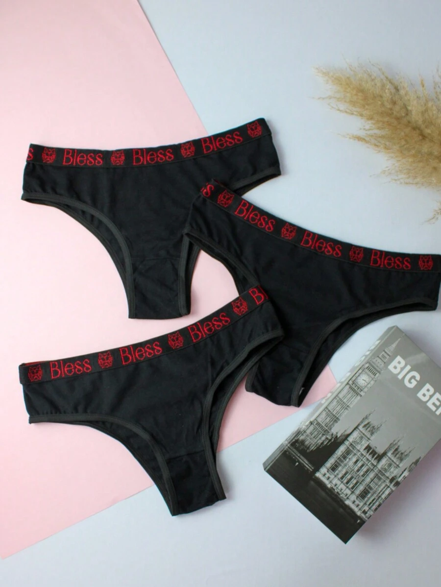 Comfort Thong Cotton Elastic Exposed Cotton Cotton Assorted Plain Colors - Black - View 1