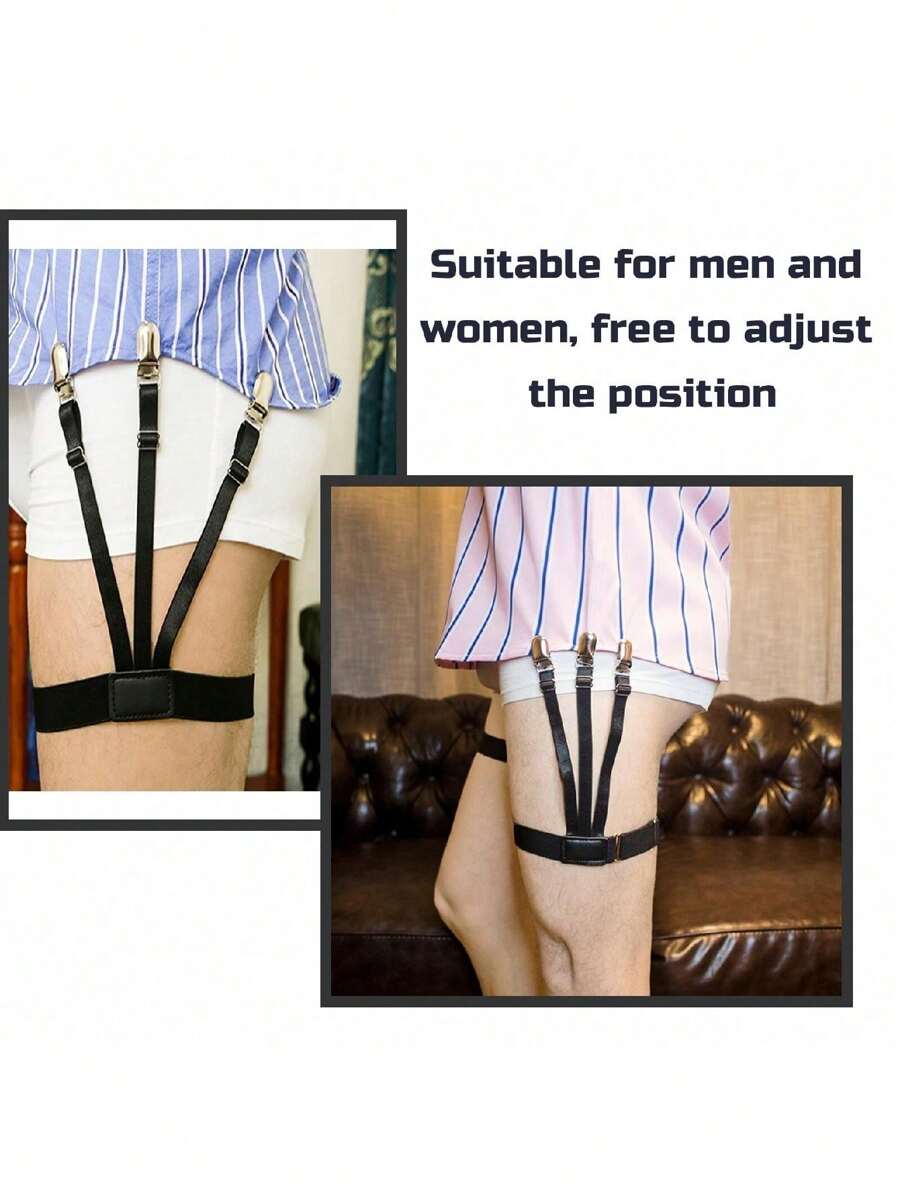 2 chiếc/Bộ giá đỡ áo sơ mi có thể điều chỉnh, kẹp khóa chống trượt dành cho nam, phụ kiện cổ điển cho bộ đồ, quà tặng ngày lễ tình nhân và trang phục hàng ngày - màu đen - Xem 1