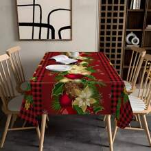 1pc Rectangular Polyester Christmas Holiday Plaid Tablecloth - Durable, Easy To Clean, Machine Made Table Cover For Indoor/Outdoor Parties, Picnics, Home Decor - Multicolor - View 8