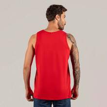 Paris Company Printed Cotton Tank Top Excellent For Gym Training - 紅色 - 查看 5