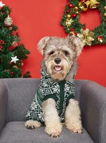 加厚羊毛针织鹿图案狗毛衣，经典图形设计，秋冬季保暖 - 彩色 - 查看 3