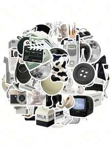 50入組黑白汽車貼紙，行李箱，筆記型電腦，冰箱，塗鴉裝飾貼紙 - 彩色 - 查看 3