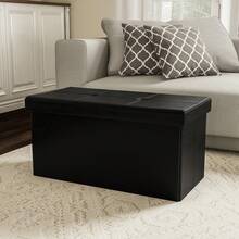 30-Inch Folding Storage Ottoman With Removable Bin - 黑色 - 查看 2