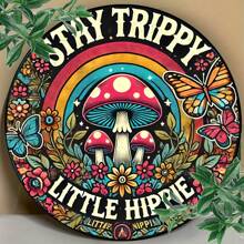 Semn de fier Hippie Graffiti 8x8" - Perfect pentru decorarea camerei, peretelui, restaurantului, barului, cafenelei și garajului în sus, în jos, în stânga și în dreapta diferite poziții ale găurilor Livrare aleatorie, decor acasă, decor de cameră, decor de perete