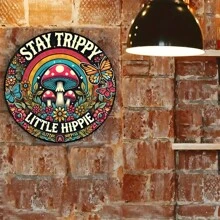 Semn de fier Hippie Graffiti 8x8" - Perfect pentru decorarea camerei, peretelui, restaurantului, barului, cafenelei și garajului în sus, în jos, în stânga și în dreapta diferite poziții ale găurilor Livrare aleatorie, decor acasă, decor de cameră, decor de perete