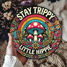 Semn de fier Hippie Graffiti 8x8" - Perfect pentru decorarea camerei, peretelui, restaurantului, barului, cafenelei și garajului în sus, în jos, în stânga și în dreapta diferite poziții ale găurilor Livrare aleatorie, decor acasă, decor de cameră, decor de perete
