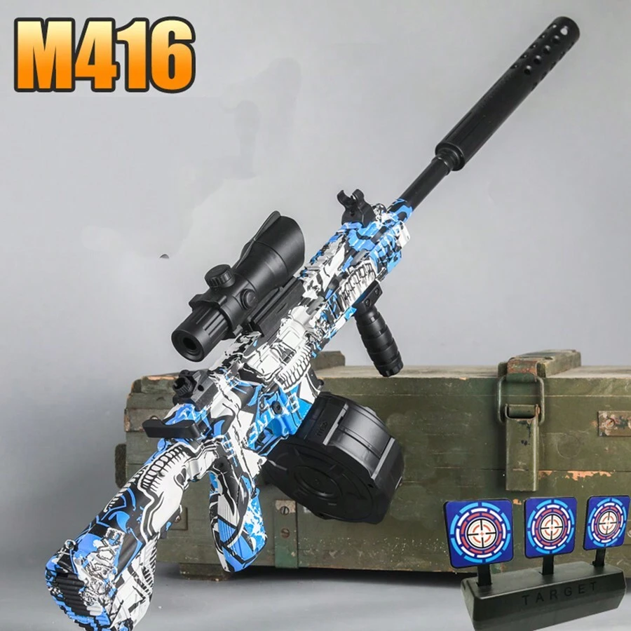 Pistolet à billes coloré, M416 à main intégrée, cible de retour automatique pour la livraison