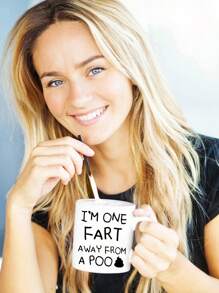 1Pc 11Oz Ceramic Cup "One Fart Away From A Poo" - Insulated, Reusable, Hand Washable - Perfect For Coffee Or Tea Enthusiasts, Birthday Gifts, Holiday Gift For Family, Christmas Decorate, New Year, Easter, Valentine's Day Gifts, Summer And Winter Drinking Utensils, Suitable For Hot Or Cold Drinks, Thanksgiving, Ideal For Juice, Milk, Gift For Him, Funny Mug, Water Cup, Home Kitchen Item, Anniversary Festival, Party, Wedding, Ideal Gift For Mother's Day Back To School