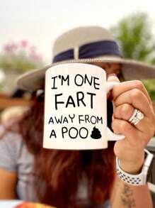 1Pc 11Oz Ceramic Cup "One Fart Away From A Poo" - Insulated, Reusable, Hand Washable - Perfect For Coffee Or Tea Enthusiasts, Birthday Gifts, Holiday Gift For Family, Christmas Decorate, New Year, Easter, Valentine's Day Gifts, Summer And Winter Drinking Utensils, Suitable For Hot Or Cold Drinks, Thanksgiving, Ideal For Juice, Milk, Gift For Him, Funny Mug, Water Cup, Home Kitchen Item, Anniversary Festival, Party, Wedding, Ideal Gift For Mother's Day Back To School