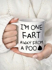 1Pc 11Oz Ceramic Cup "One Fart Away From A Poo" - Insulated, Reusable, Hand Washable - Perfect For Coffee Or Tea Enthusiasts, Birthday Gifts, Holiday Gift For Family, Christmas Decorate, New Year, Easter, Valentine's Day Gifts, Summer And Winter Drinking Utensils, Suitable For Hot Or Cold Drinks, Thanksgiving, Ideal For Juice, Milk, Gift For Him, Funny Mug, Water Cup, Home Kitchen Item, Anniversary Festival, Party, Wedding, Ideal Gift For Mother's Day Back To School