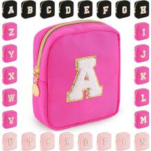 1PC Academy Style Nylon Towel Embroidered Letter Makeup Bag Valentine's Day Gift Indoor Toilet Bag Lipstick Cosmetics Travel Vacation Storage Bag Key Card Miscellaneous Storage Change Bag Makeup Organizer Makeup Storage Bag Mini Pouch Travel Small Makeup Case Accessories Make Up Holder Brush Bag Make Up Container Cosmetic Bag Travel Essentials Ladies Accessories Travelling Stuff Makeup Bags Makeup Pouch Make Up Pouch