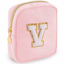 1PC Academy Style Nylon Towel Embroidered Letter Makeup Bag Valentine's Day Gift Indoor Toilet Bag Lipstick Cosmetics Travel Vacation Storage Bag Key Card Miscellaneous Storage Change Bag Makeup Organizer Makeup Storage Bag Mini Pouch Travel Small Makeup Case Accessories Make Up Holder Brush Bag Make Up Container Cosmetic Bag Travel Essentials Ladies Accessories Travelling Stuff Makeup Bags Makeup Pouch Make Up Pouch