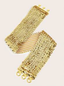 1 件独特鱼鳞弹力腰带亮片宽腰带，适合连衣裙、牛仔裤、毛衣、弹力腰带 - 彩色 - 查看 8