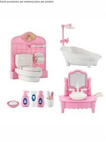 1 件娃娃屋家具及配件套装娃娃屋家具套装迷你娃娃屋家具 1 12 比例卧室客厅浴室家具配件(部分配件随机/颜色随机) - 彩色 - 查看 14