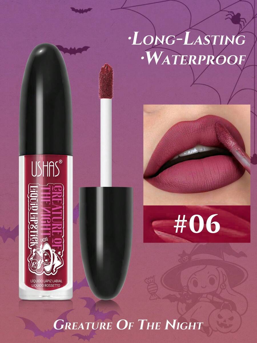 Ushas, Liquid Lip Gloss Matte Lipstick Misty Black Lip Honey Long Lasting Easy To Color Moisturizing Holiday Party Lipstick Valentine's Day Gifts - #06 - 查看 1