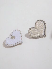 imoli 1 Pair Vintage Elegant Resin Faux Pearl Heart Crystal Inlaid Minimalist Charming Teardrop Earrings, Versatile For Women, Party Gift Valentines
