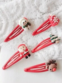 Bộ 10 kẹp tóc Giáng sinh - Thiết kế hình ông già Noel, tuần lộc và người tuyết dễ thương | Kẹp tóc PVC cho bé gái | Mũ đội đầu ngày lễ Quà tặng tốt nhất - Nhiều màu - Xem 4