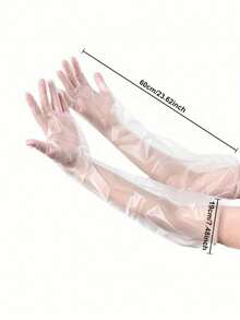 10 件装超长厨房清洁手套，防水防油，耐用舒适的塑料手套，多用途用于洗碗、清洁、园艺 - 不含酒精材料 - 彩色 - 查看 7