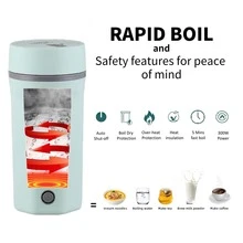 OCTAVO Hervidor eléctrico de viaje, miniatura y portátil, calentador de agua pequeño de 500ml, con ebullición rápida, apagado automático y protección contra ebullición en seco, ideal para viajes, oficina y uso en hotel - Tipo de Enchufe B USA (110-127V) - Ver 4