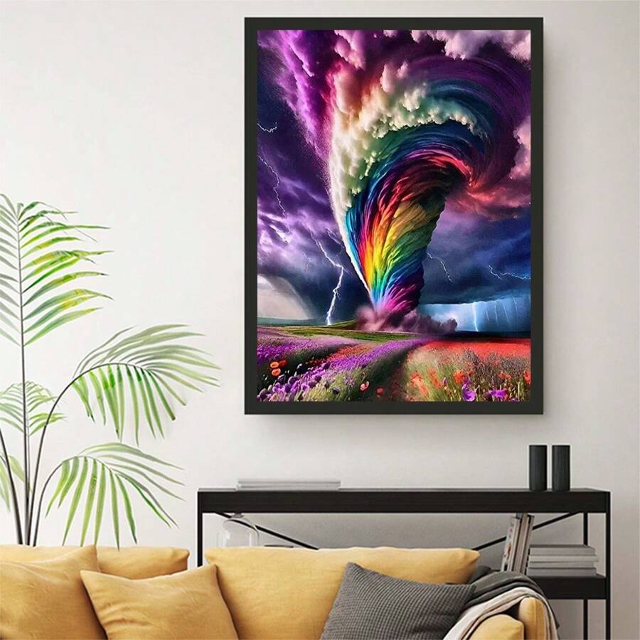 1pc DIY Oil Painting By Numbers Tornado Canvas Painting Kits Drawing By Numbers Set Landscape On