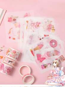 [20 件/盒] 复古人物系列日本和纸胶带和贴纸套装，包括 10 件贴纸 + 10 卷胶带，可爱动漫印花装饰胶带和贴纸，适用于剪贴簿、子弹日记、女孩配饰 - 手帳膠帶套裝[含10張貼紙+10卷膠袋] - 查看 3