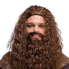 1pc Wizard Costume Set With Long Synthetic Hair Wig And Beard For Men & Women, Ideal For Halloween Cosplay, Carnivals, Christmas Parties