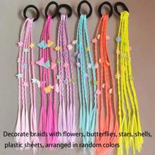 1 Pieza Nueva Y Encantadora Peluca De Trenzas De Boxeadora Para Mujer Con Atractivas Trenzas Multicolores, Estrellas De Mar, Mariposas, Caracoles, Elemento De Cola De Sirena. Adecuado Para Uso Diario, Playa, Viajes Y Fotografía.
