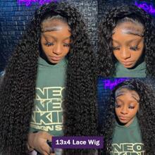 250% High Density 30 Inches Natural Black Synthetic Hair Wigs Kinky Curly Synthetic Lace Front Wig For Women Natural Color Wigs Pre Plucked Glueless Wig With Natural Hairline Deep Curly 13*3 HD Transparent Lace Front Wigs With Baby Hair Synthetic Hair Wigs For Daily Wear Party Halloween Heat Resistant Fibre Wig - Black - View 5