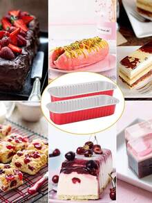 5/8/10/12/15pcs Red Baked Cake Rectangular Aluminum Box With High Temperature Resistant Cover, Food Packaging Box, Baked Food Aluminum Box, Pudding Cake Dessert Food Packaging Box, Party Festival Picnic Baking Aluminum Box - Multicolor - View 5