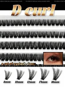 Colash 200 chiếc D Curl tự nhiên dày mềm xoăn 8-16mm hỗn hợp 0,07mm siêu nhẹ 10D lông chồn dải, chống nước, hiệu ứng 3D lông mi giả thích hợp cho trang điểm tự nhiên đến ấn tượng cho hàng ngày, cosplay và các sự kiện đặc biệt - D - Xem 3