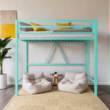 HOOMIC Twin Loft Bed Frame For Juniors & Adults, Heavy Duty Metal Loft Bed Twin Size With Full-Length Safety Guardrail & Removable Ladder, Space-Saving, Noise Free, Matte Black * Bed Frame Queen Queen Bed Frame Bed Frame Full Full Size Bed Frame King Size Bed Frame Twin Bed Frame Room Decor Home Decor Christmas Decor Bedroom Decor Valentine Day Decor Storage Living Room Decor Furniture House Decor