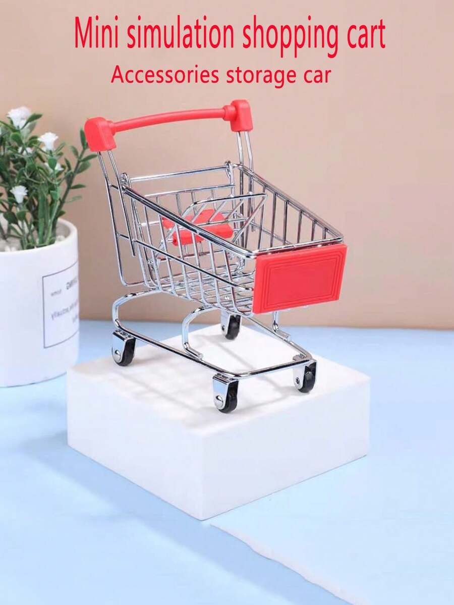 1pc Mini Kim Loại Thời Trang Sáng Tạo Siêu Thị Xe Đẩy Phụ Kiện Tổ Chức Xe Đẩy, Trẻ Em Xe Đẩy Nhỏ Để Lưu Trữ Trên Bàn Làm Việc Văn Phòng, Quà Tặng Cho Các Bà Mẹ - Nhiều màu - Xem 1
