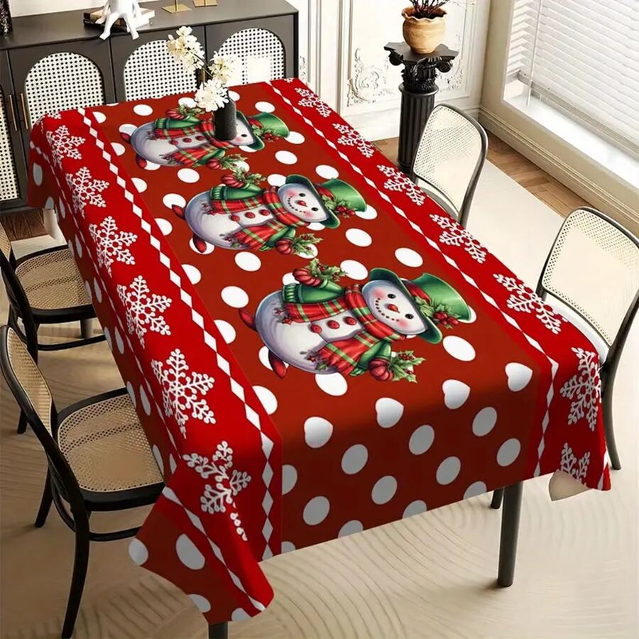 1 件节日圣诞桌布 - 防水、防油、耐热涤纶桌布，适用于餐桌和咖啡桌 - 彩色 - 查看 1